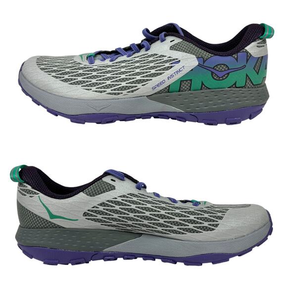 Hoka One Speed Instinct Trail Running Shoe Women 10.5 B Grey/Purple Sneaker NEW! - Picture 2 of 14